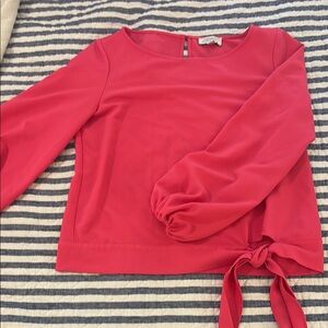 Tahari ASL Bright Pink Blouse with Side Tie